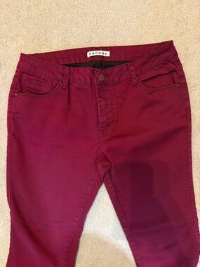 Encore Jeans Women's Wine Skinny Jeans sz 13 deep burgundy color